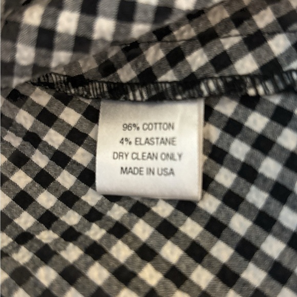 PEARL by Lela Rose gingham top. Ruffles, defined waist, gathers peplum. V neck - Picture 9 of 9